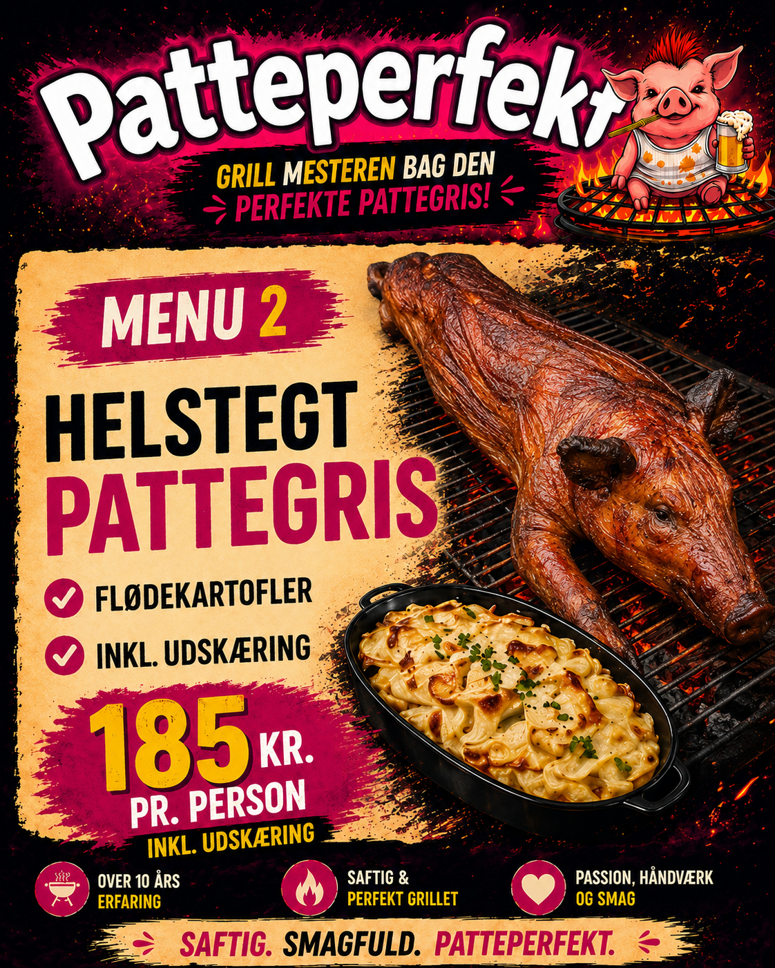 Menu 2 - Helstegt pattegris med flødekartofler